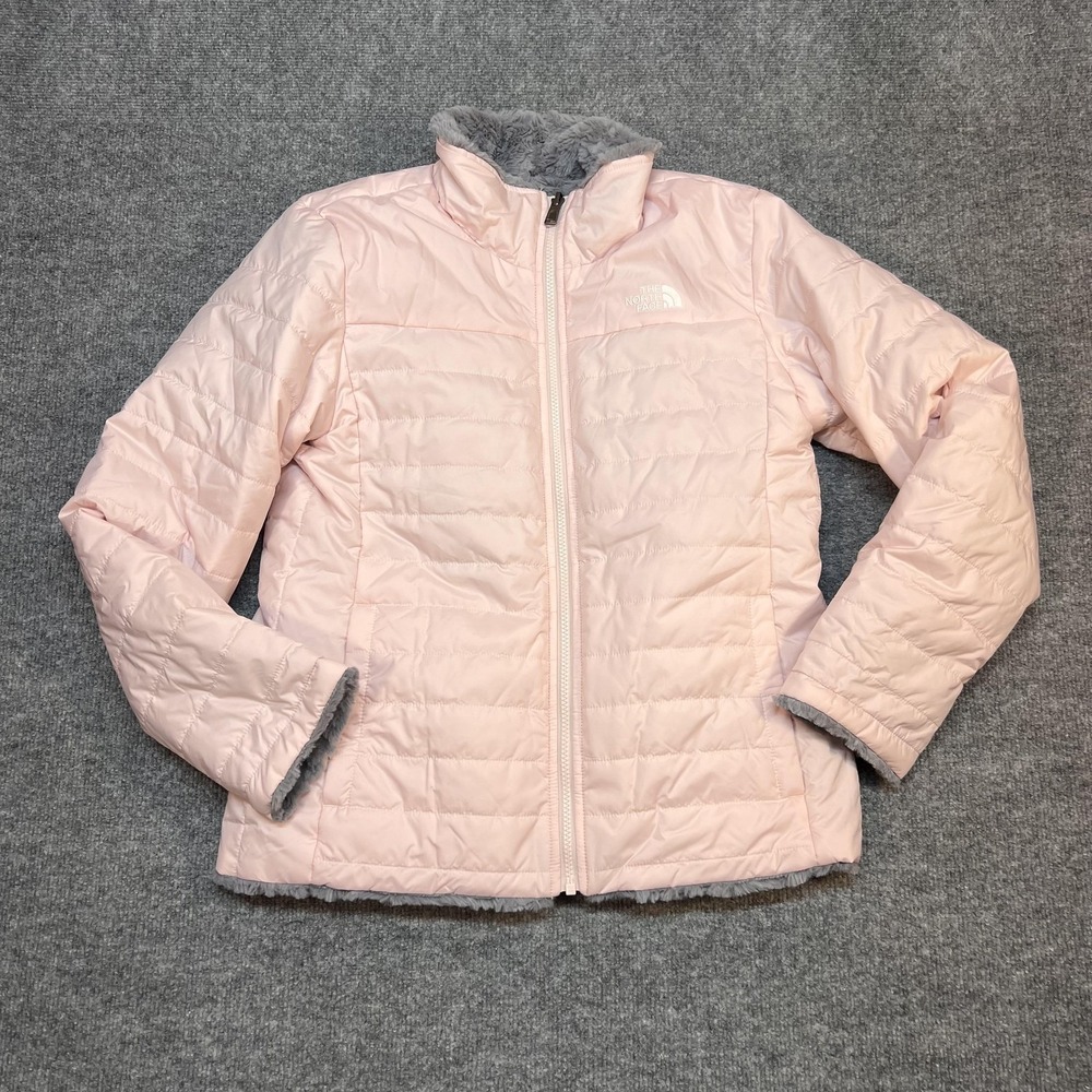 The North Face Puffer Jacket Girls XL Pink Reversible Full Zip Warm
